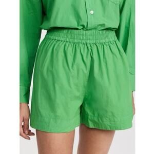 Isalis Vibrant Green High Waist Boxer Style Shorts 100% Cotton Small Gently Used